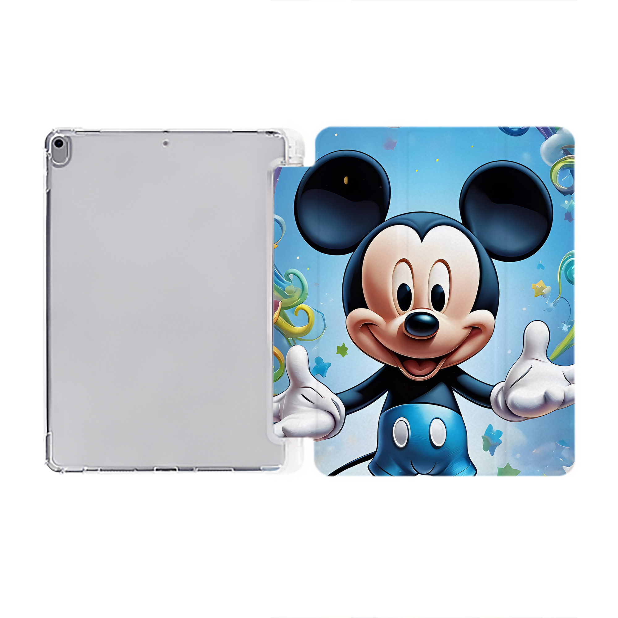 （画像用） ミッキーマウス Mickey Mouse IPad ケース ペン収納付き 三つ折りスタンド PUレザー×シリコン 対応機種9.5/10.5/10.9インチ